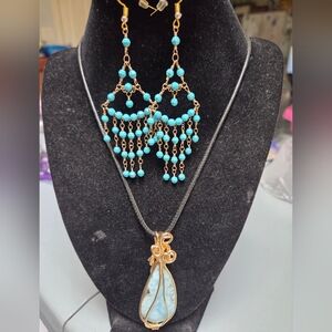 Teardrop Larimar Pendant Necklace in Light Blue